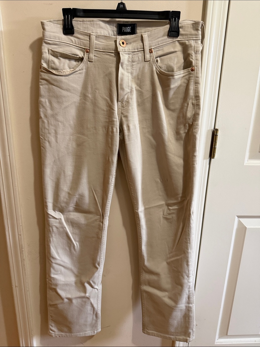 PAIGE Men's Slim Straight Jeans in Beige